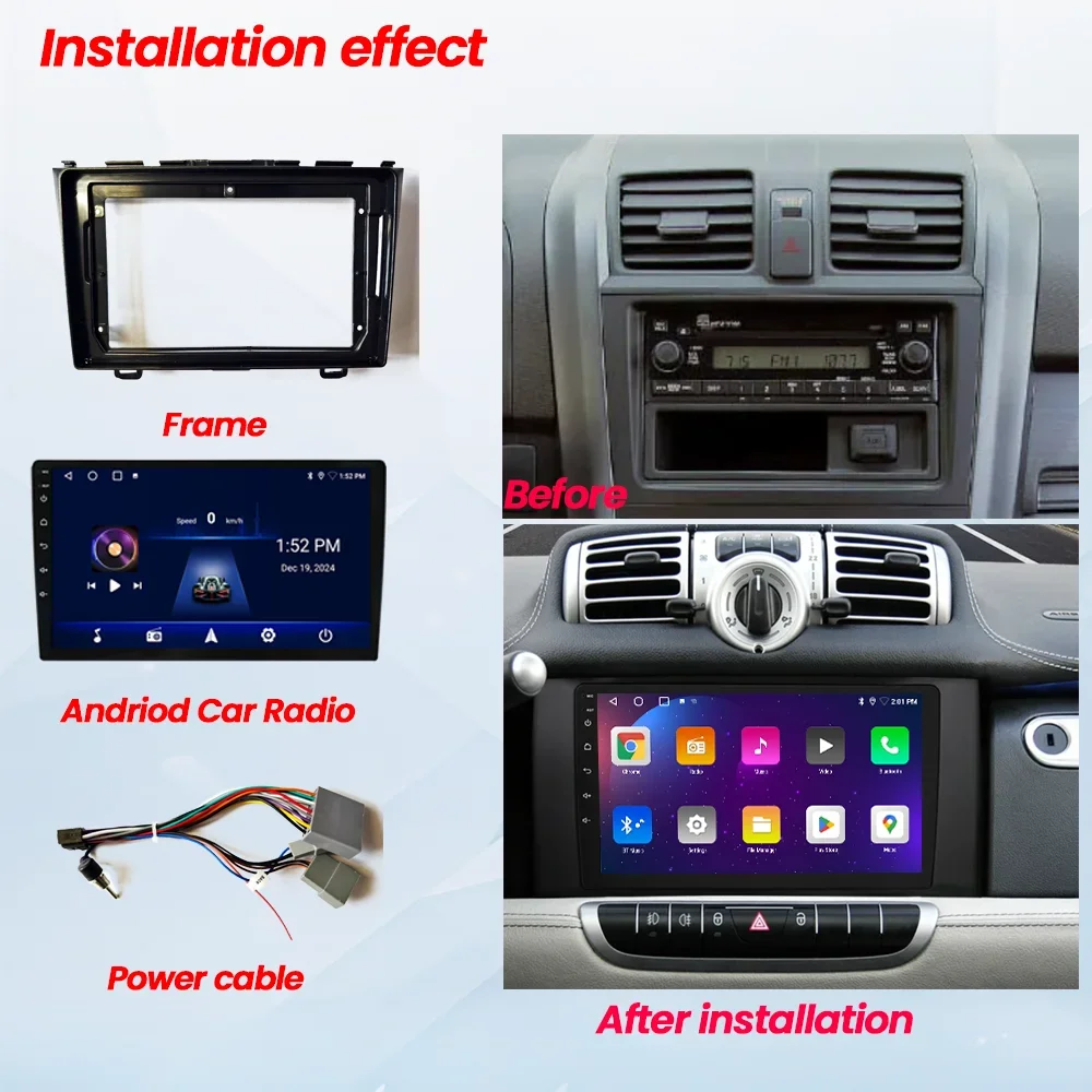 Car Radio Panel 9 Inch Frame Car Radio Panel for Honda CRV 2006 2007 2008 - 2010 2011 2012 Wiring Harness Frame