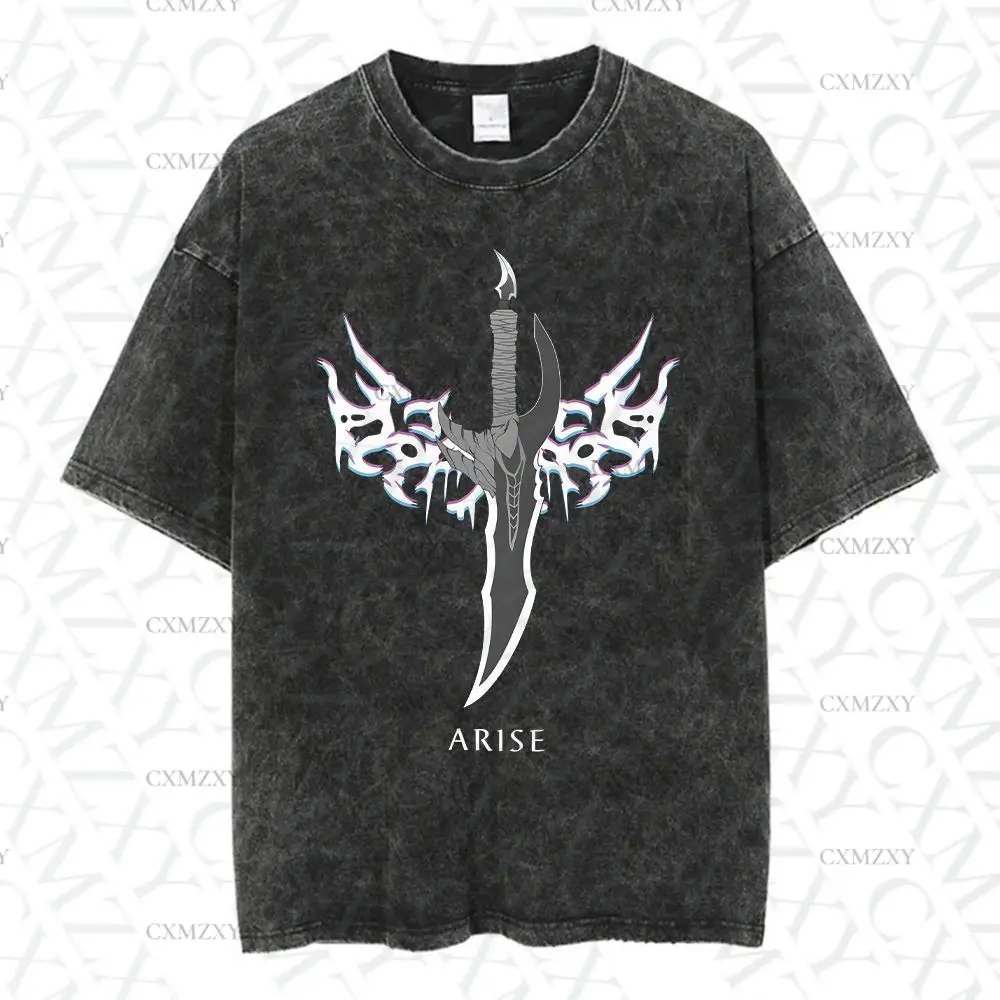 

2025 new anime series washed street retro t-shirt street trendy short sleeve hip hop high street men and women