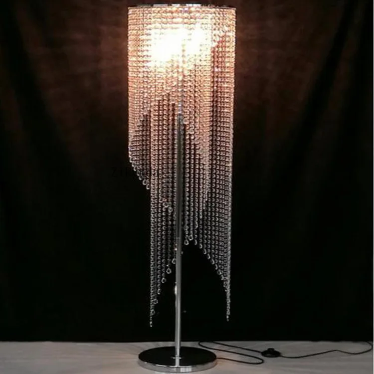 مصباح أرضي بسلسلة كريستالية، مصباح أرضي لغرفة المعيشة، ضوء قياسي لضوء غرفة النوم