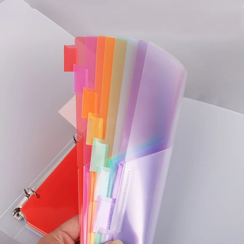 1pc 3-Hole Loose-Leaf Pocket Project Organizer, Letter Paper Size, 5/8 Color Separation Label, School Supplies Office Organizer