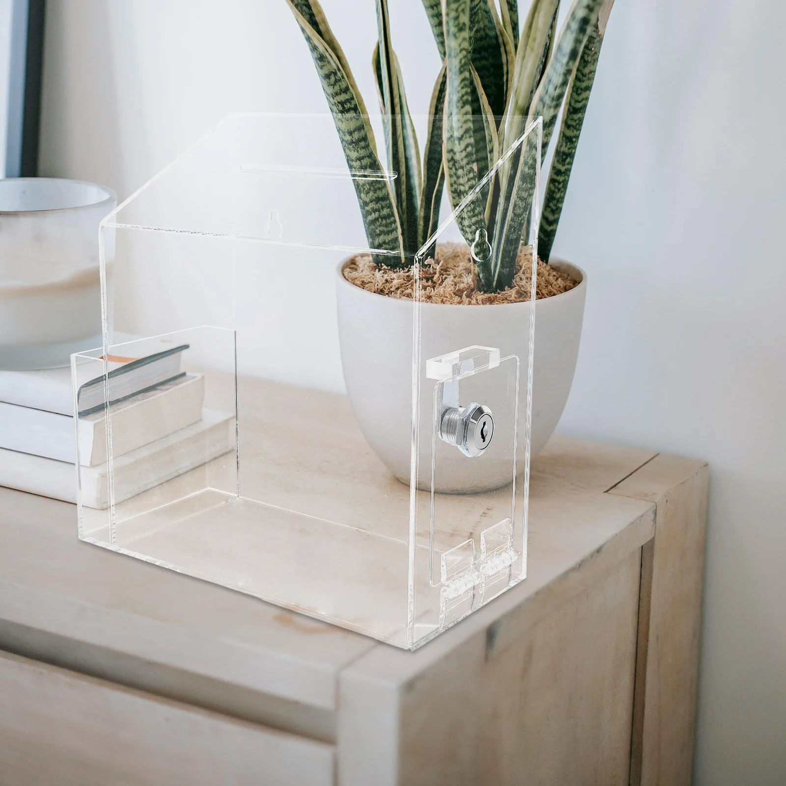 

Acrylic Ballot Box Donation Jar Trading Card Holder Office Accessory Business Transparent Boxes for Money