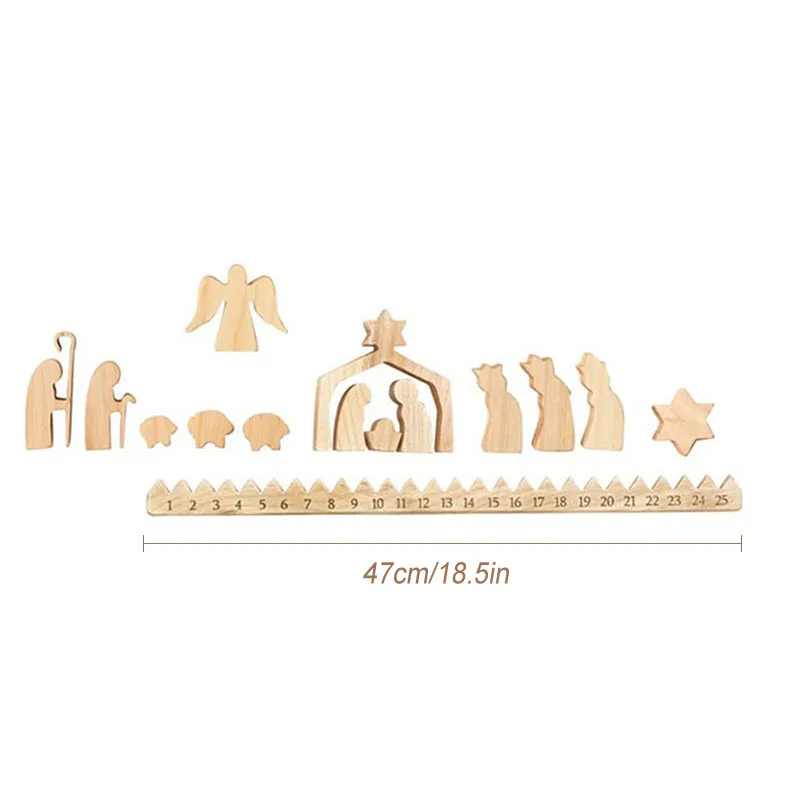 1 Set Christmas Calendar Wooden Advent Calendar Sets Simple Desktop Ornament for Home Living Room Office Home Accessories