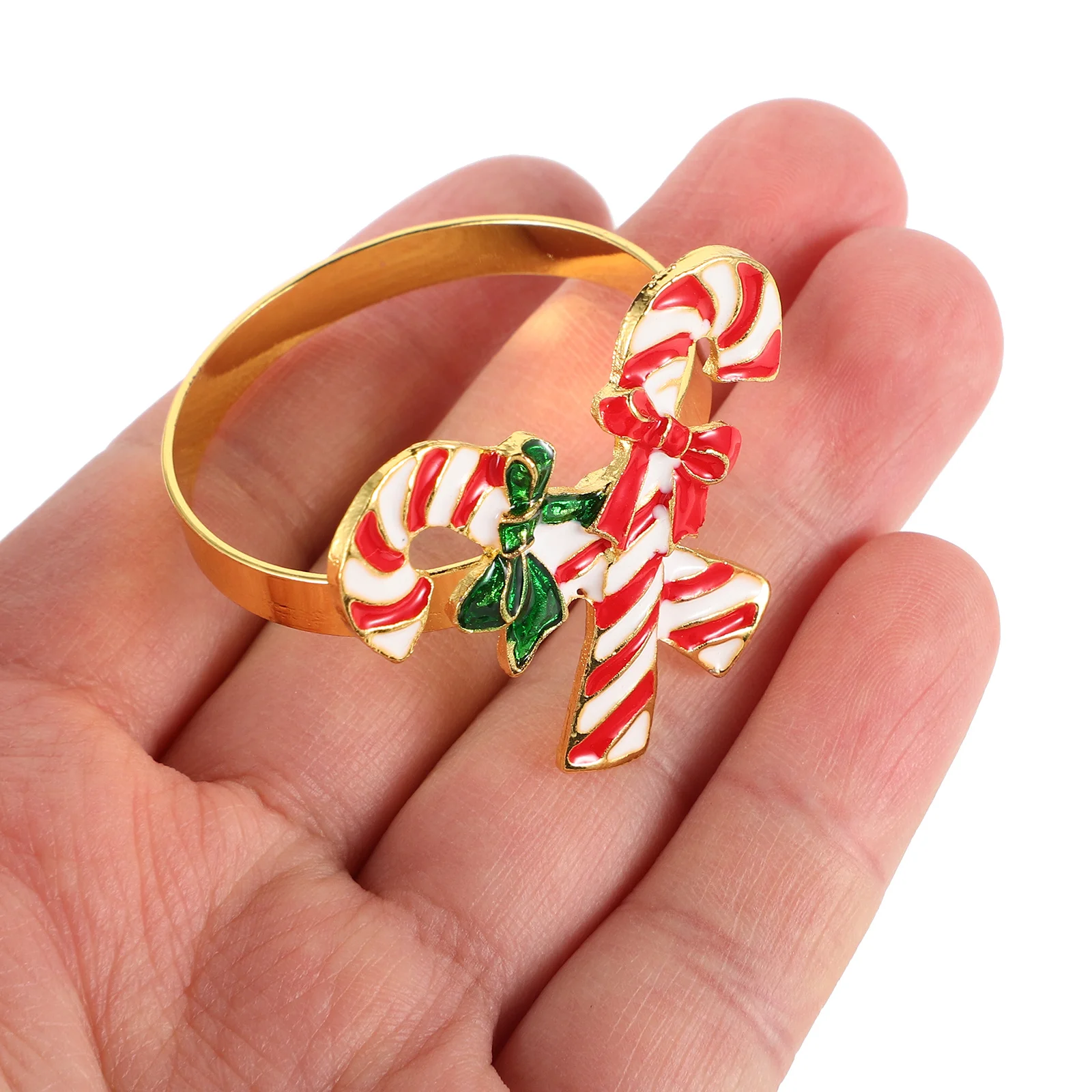 

4Pcs Christmas Napkin Rings Cane Shaped Xmas Serviette Buckle Decorative Table Decoration Christmas Napkin Rings