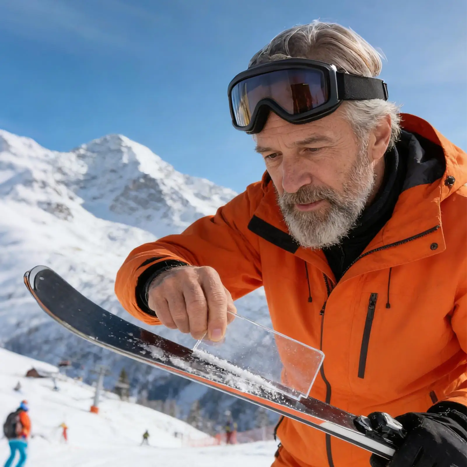Portable All-in-One Ski Snowboard Tool, Acrylic Wax Scraper, Remover & Sharpener for Efficient Maintenance, Enthusiasts Beginner