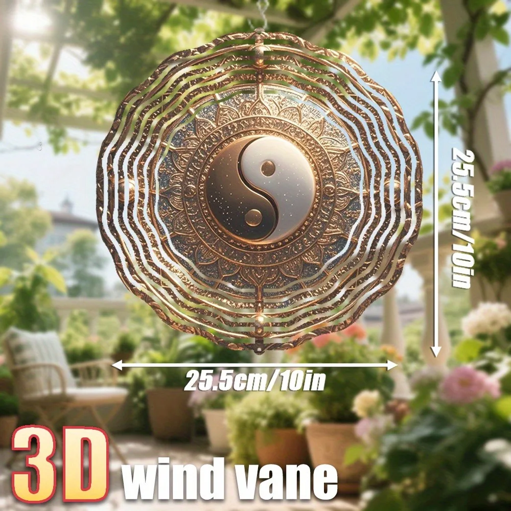 

3D Gold Tai Chi Rotating Hook Pendant 360° Spin Zen Garden Decor All-Season DIY Ornament Creative Valentine Gift for Outdoor Hom
