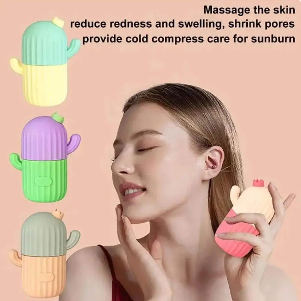 Cactus Shaped Ice Cube Roller Massager Massage Silicone Ice Mold Reusable Ice Ball Face Massager De-Puff Eye Bags Ice Cube Tray