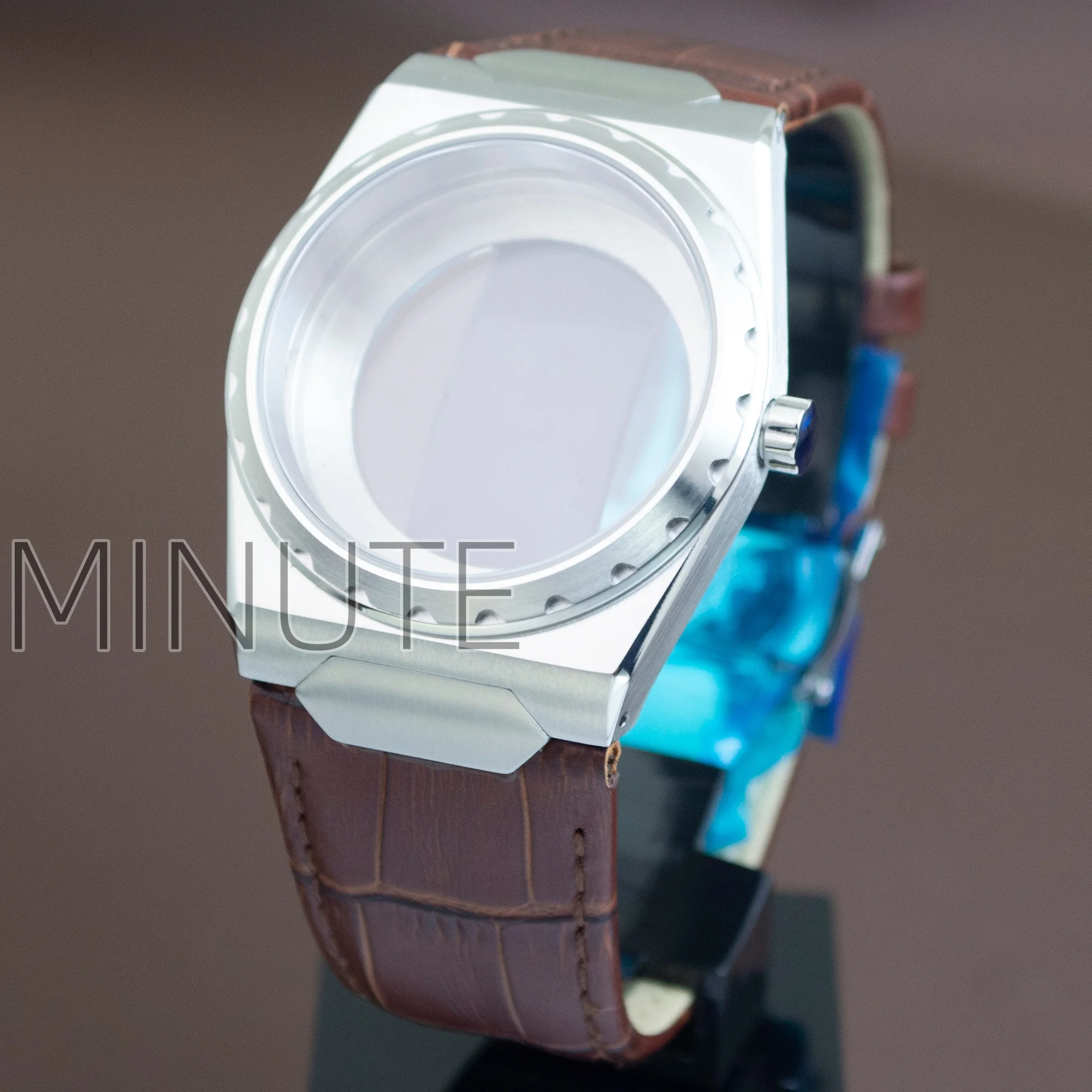 NH35 حالة حزام سوار جلد طبيعي الياقوت الزجاج الفولاذ المقاوم للصدأ ساعة الحال بالنسبة NH36 NH35 حركة VC222 الرجال حالة أجزاء