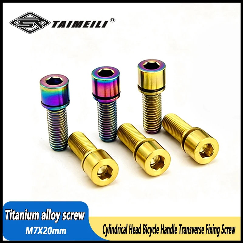 TAIMEILI 2/4/6pcs Titanium Alloy Cylindrical Head Bicycle Handle Transverse Fixing Screw M7x20mm 