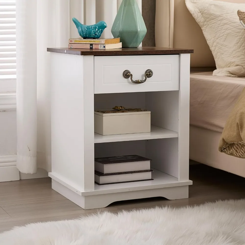 Farmhouse Nightstand with Drawer, 19