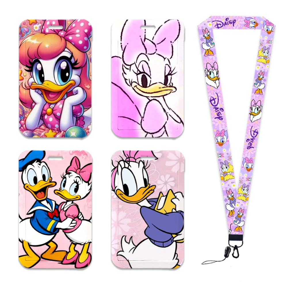 

Disney Daisy Duck Cute Character Design Badge Holder Donald Duck ID Credit Card Pass Hang Rope Lanyard Accessories Gifts