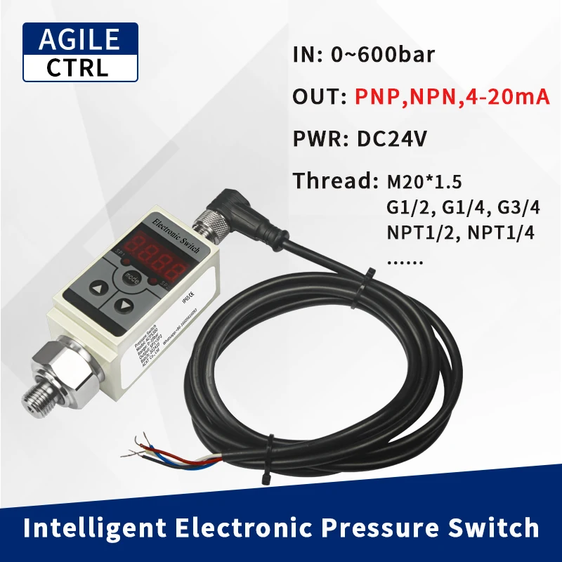 pnp npn intelligent pressure switch digital adjustable pressure switch for water pump air compressor steam boilers 16 bar 4-20ma