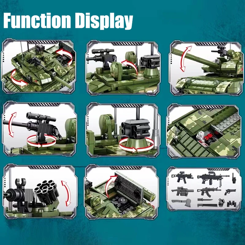 Military RC 99A Main Battle Tank Building Blocks M1A2 Leopard 2 Tank Bricks Model WW2 Soldier Weapon Toys For Kid MOC