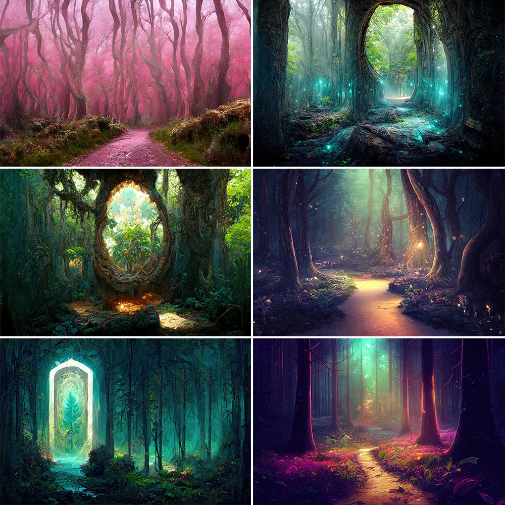 

Photography BackdropMagical Forest Leaves Fantasy Fair Tale Children Birthday Adult Art Portrait Photo Shoots Studio Background