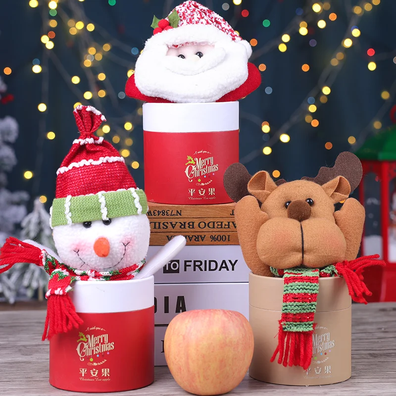 Christmas Candy Apple Can Plastic Christmas Cookie Storage Bottle Santa Claus Christmas Decoration Apple Can