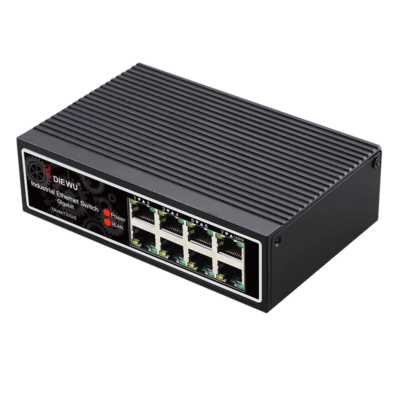 

8-портовый неуправляемый промышленный коммутатор Gigabit Ethernet 10/100/1000M с Ethernet-концентратором с креплением на DIN-рейку для IP-камеры