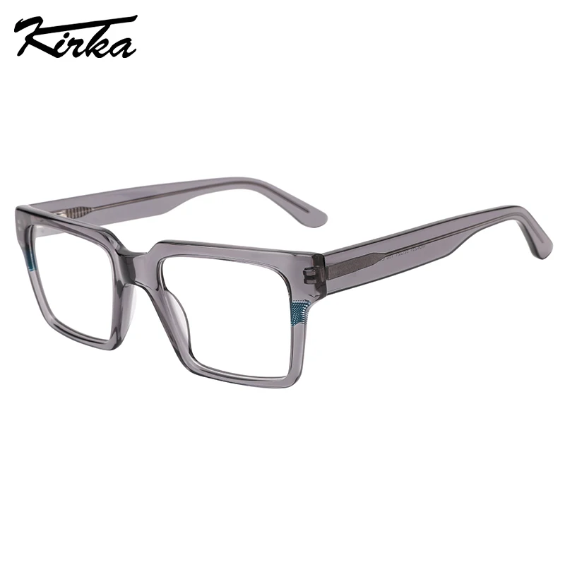 Kirka Unisex Acetate Rectangle Dark Laminating Colors Optical Frames Prescription Lens Wide Long Temples Eyeglasses WD4231