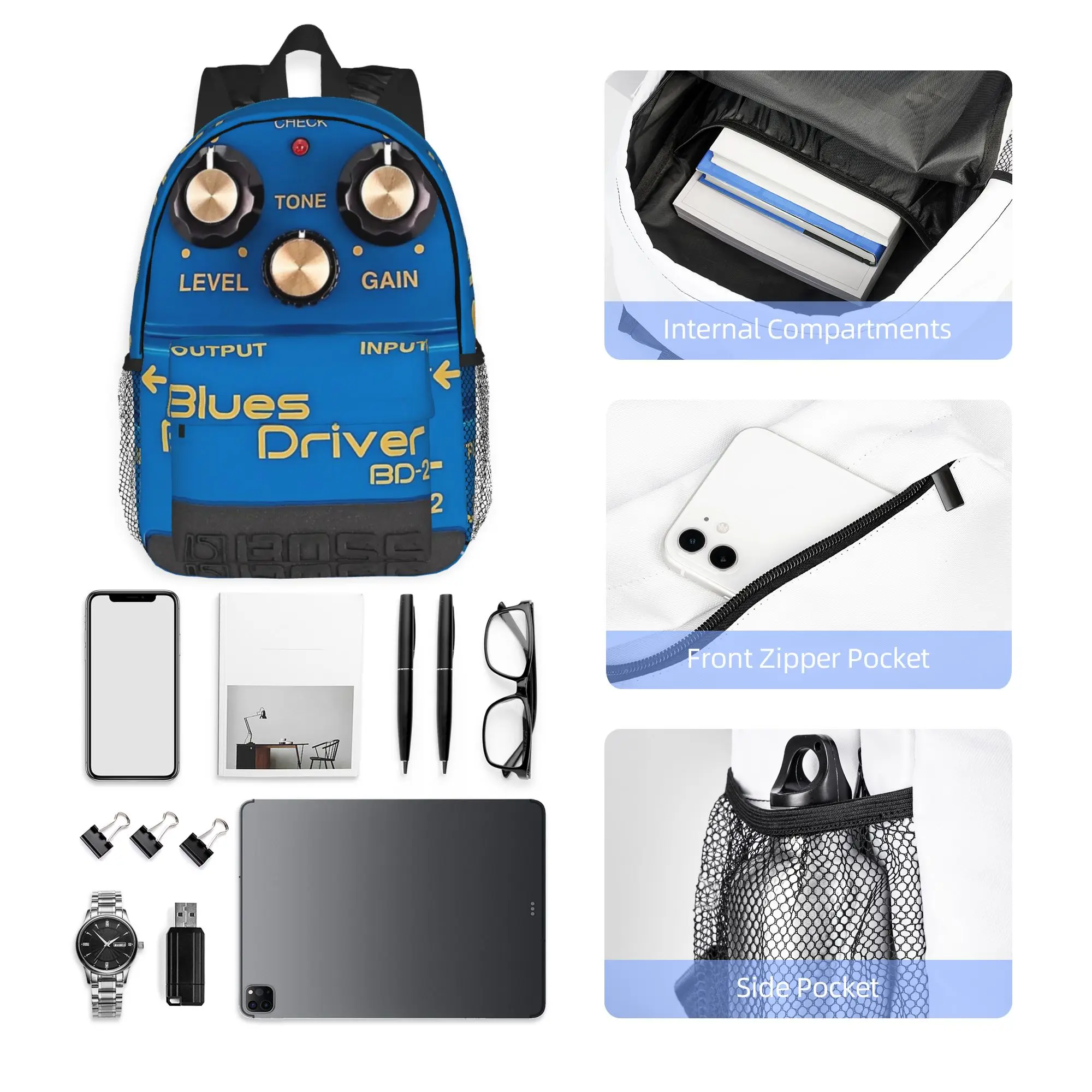 Boss Blues Driver BD-2 Overdrive Bluesbreaker Backpack Hot Sale Daypack Boys Girls BookBag Shoulder Bag for Men Women School Bag
