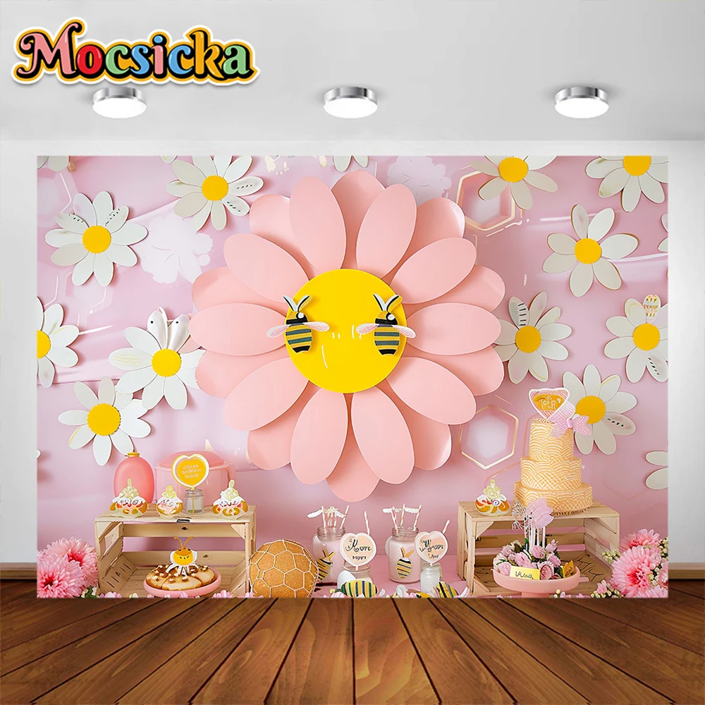 Niedliche Gänseblümchen Hintergrund Baby 1. Geburtstags feier Dekoration liefert Kuchen Crush Baby Dusche Hintergrund liefert Fotografie Studio