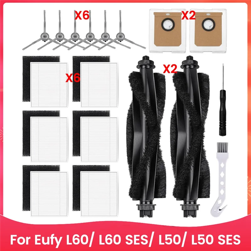 AY03-Para Eufy L60/ L60 SES/ L50/ L50 SES Robot aspirador Cepillo Lateral principal filtro Hepa paño de mopa bolsas de polvo piezas