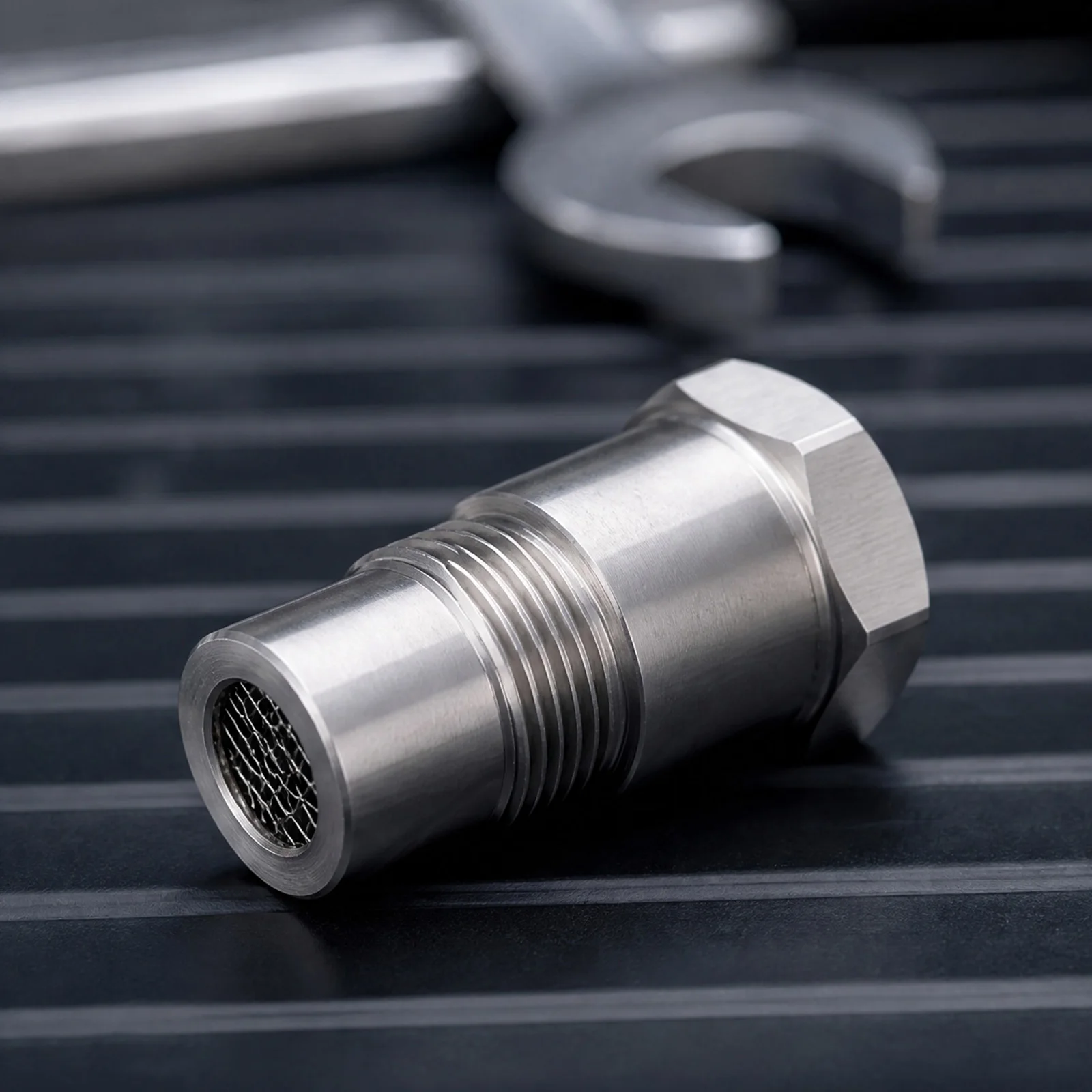Stainless Metal Union with Built-In Mesh Filter Check Engine Light Fix Tool Screw Thread Connector for Car Maintenance&Repair