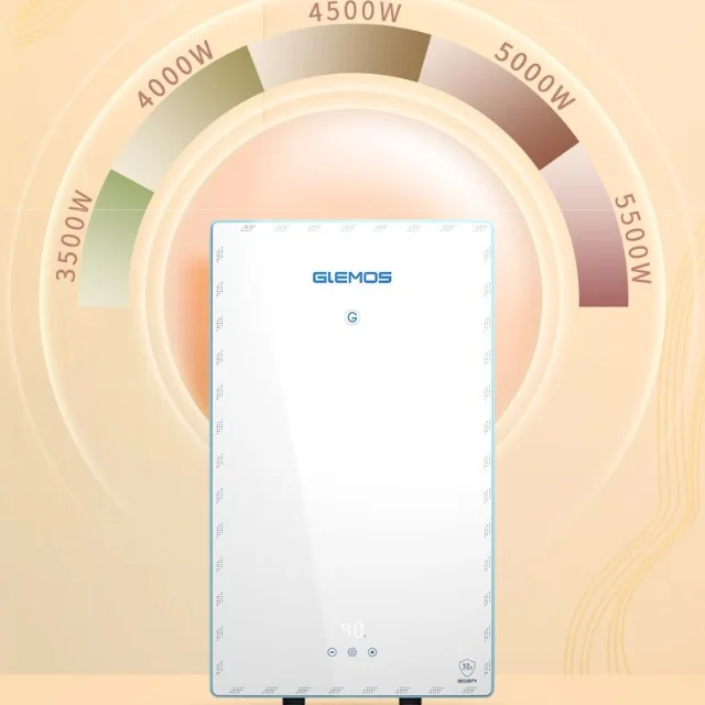 Scaldabagno portatile senza serbatoio da 5 kW - Geyser elettrico leggero per uso esterno (display a LED, riscaldamento istantaneo, impermeabile IPX5)