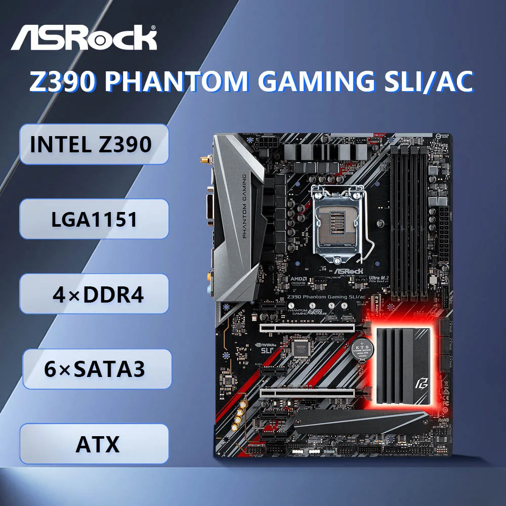 ASRock Z390 Phantom Gaming SLI/ac Motherboard 1151 intel Z390 DDR4 128GB support i9-9900 9400F 8600 9300 8100 9700 9600 cpu