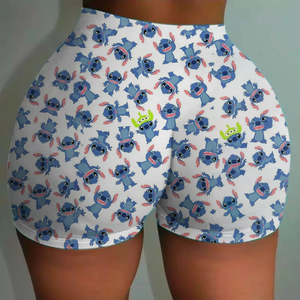 Disney Stitch print Korte Gym Vrouw Fitness Training Yoga Kleding Running Butt Lifting Workout Legging Fietssportshorts