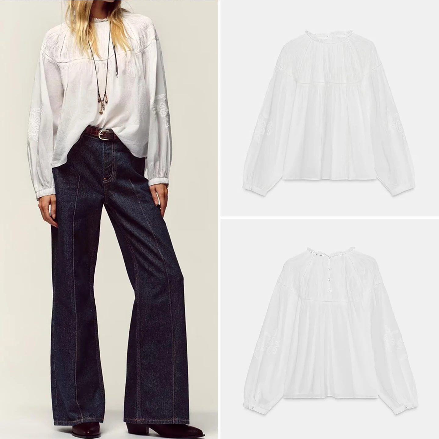 

Romantic Sle Loose Women's irt Honeycomb Pattern Autumn New Arrival Casual Long Sve round Ne Daily Wear Z Brand