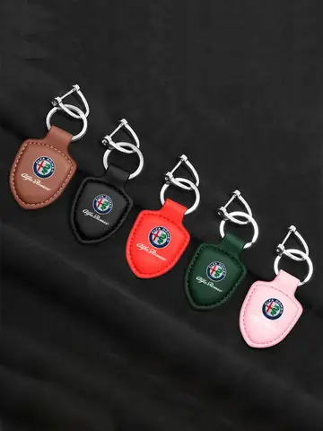알파 로메오 줄리아 스텔비오 줄리에타 159 147 156 166 자동차 액세서리용 자동차 가죽 키체인 쉴드 타입 3D 엠블럼 키링