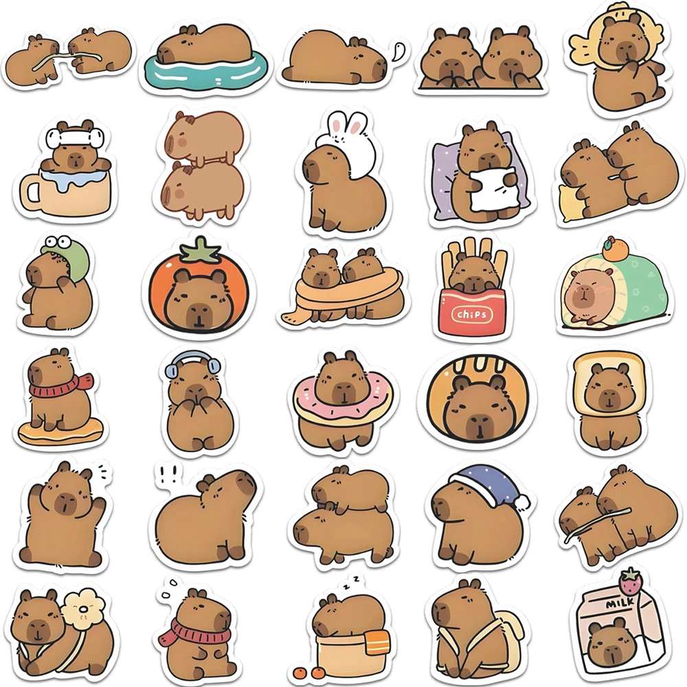 10/30/54 個かわいい面白い動物カピバラステッカー漫画落書きデカール DIY 水筒スーツケース電話バイクステッカーおもちゃギフト