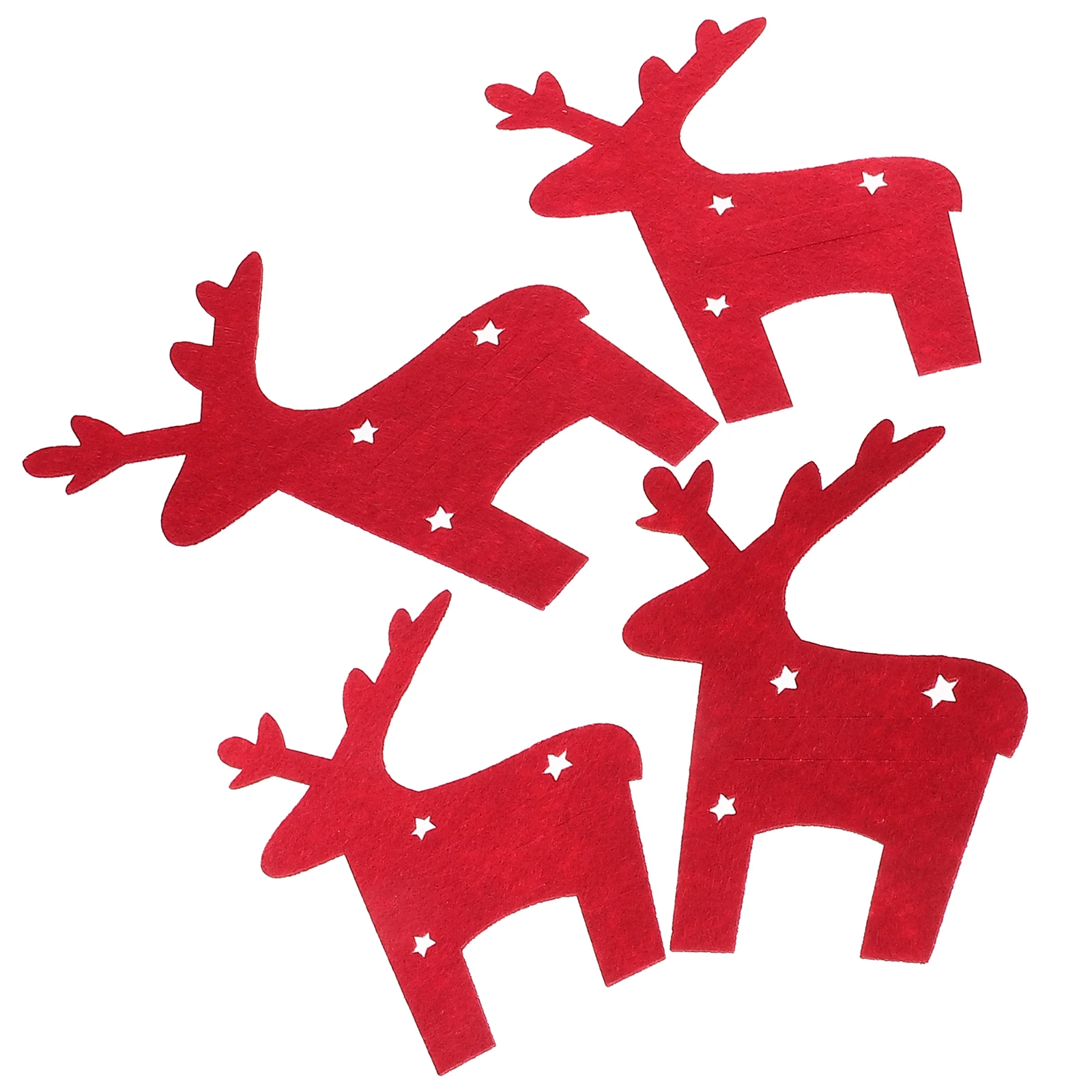 

4Pcs Christmas Shape Elk Shaped Cutlery Bags Cutlery Holder Red Fabric Dinning Table Decor Party Supplies Storage Bags