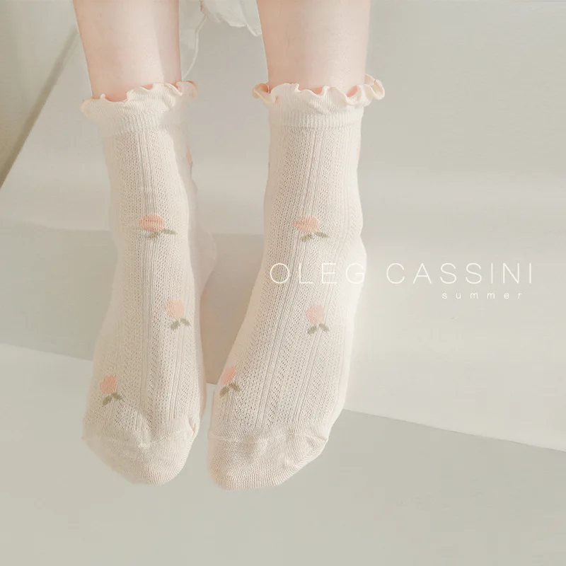 

Summer Thin Mesh Breathable Floral Soft Lace Ankle Socks Cool Women Socks