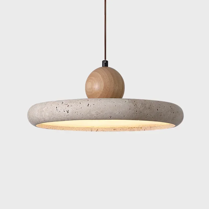 Yellow Travertine LED Chandelier Natural Stone Retro Pendant Lamp for Dining Table Bedroom Bedside Home Decor Lighting Fixtures