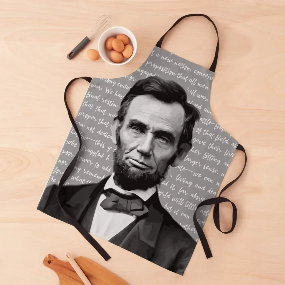 

Abraham Lincoln Portrait with Gettysburg Address Apron Women's Home Clothes japanese style Kitchen Chef Apron