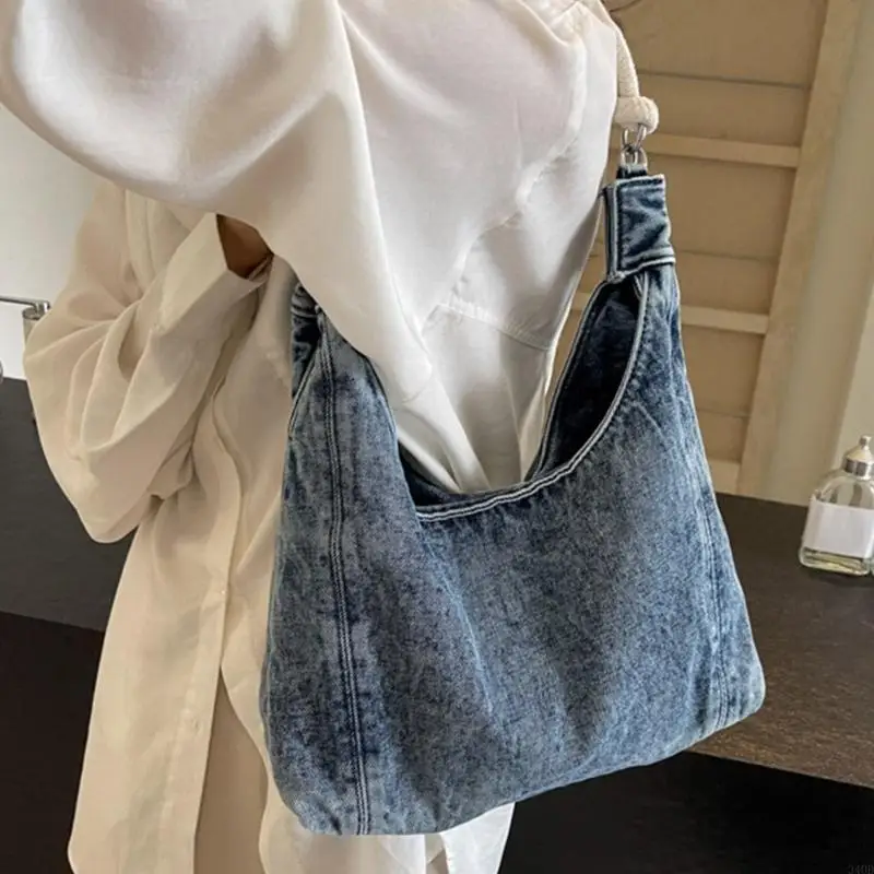 

340D Women Handbag Large Capacity Armpit Bag Denims Shoulder Bag Shopping Dating Bag