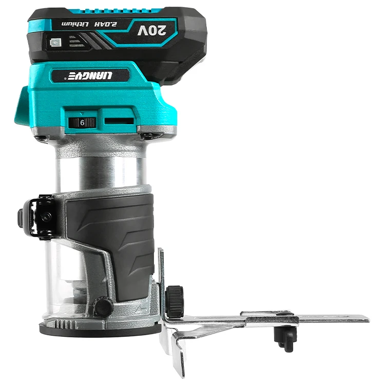 20V Brushless Cordless Compact Palm Router For Woodworking DIY Grade Tool Fixed Base With Battery Power Source