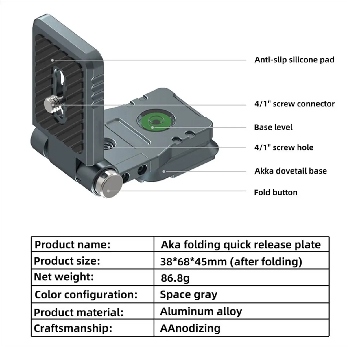 goodidea Folding Camera L Plate Holder W Arca Quick Release Plate for D-JI RS3 Stabilizer Tripod Gimbal Horizontal