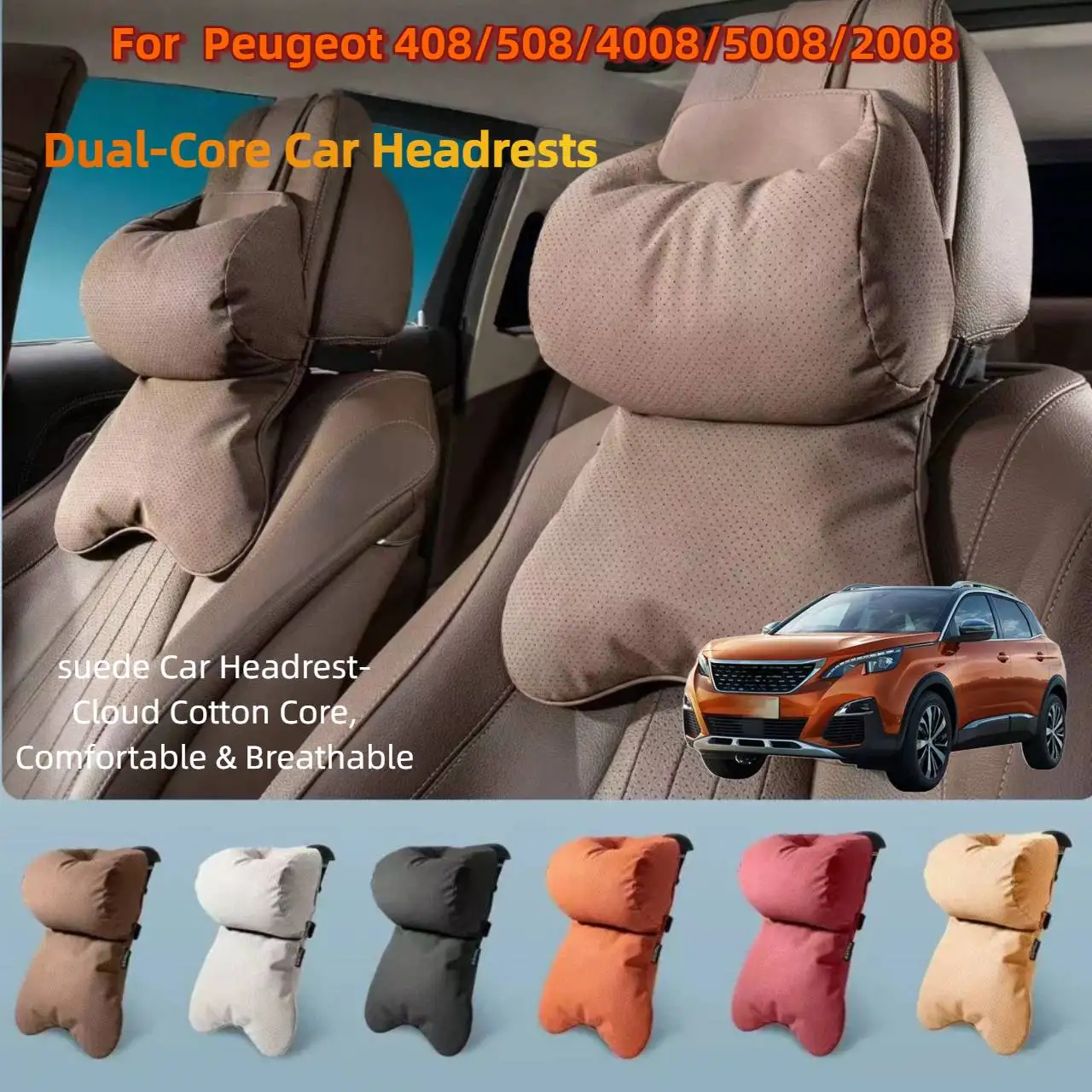 Dual-Layer Breathable Car Headrest For Peugeot 408/508/4008/5008/2008  Double Layer Neck Shoulder Support 4 Seasons Univers