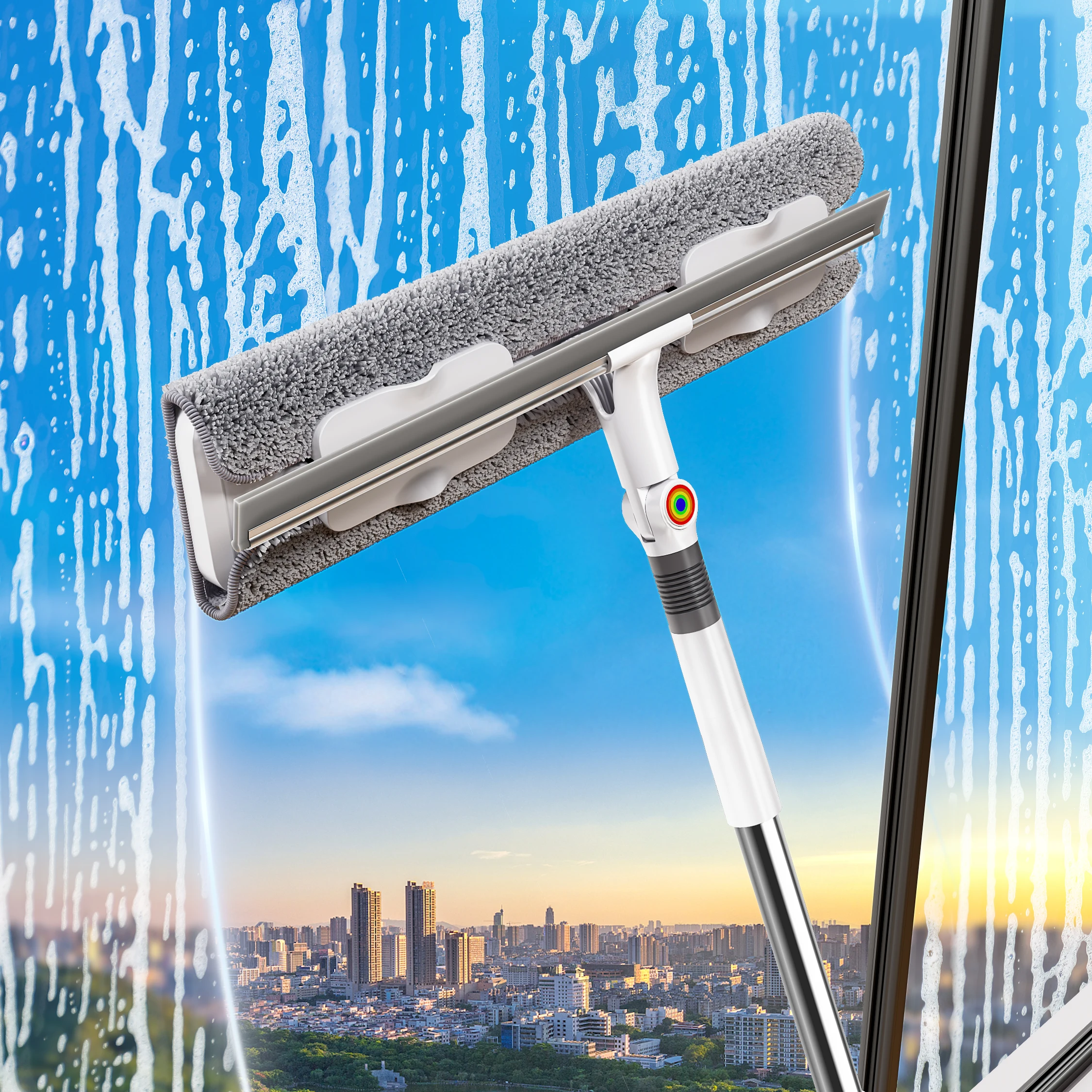 Fensterwischer 2-in-1 mit ausziehbarer Stange für hohe Fenster