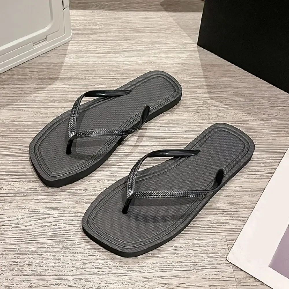

Casual Anti-skid Beach Flip Flops Soft Sole Stripe Fashion Women Slippers Solid Color Streetwear Summer Flats Sandals Home