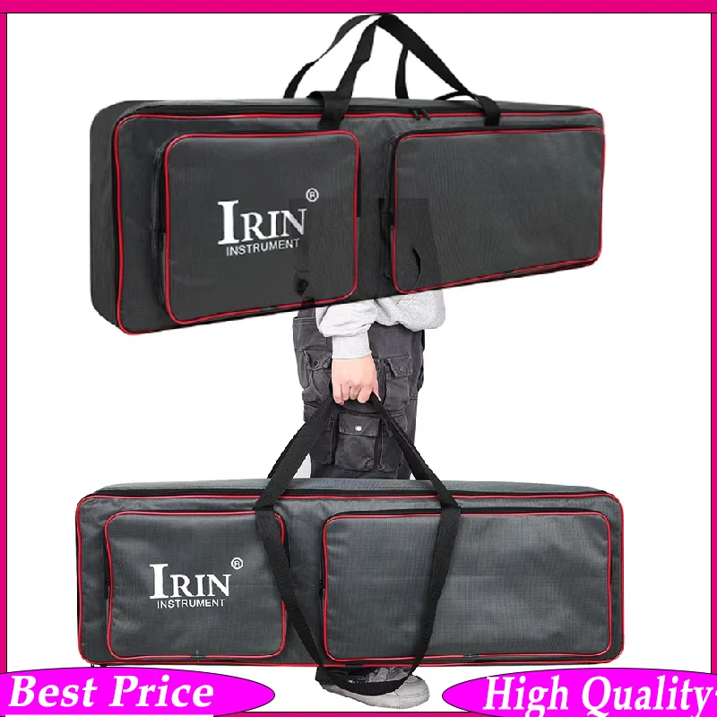 IRIN 61-Key Electronic Keyboard Bag - Water-Resistant Checkered Fabric Case with 10mm Thick Padding, Padded Shoulder Strap Bag