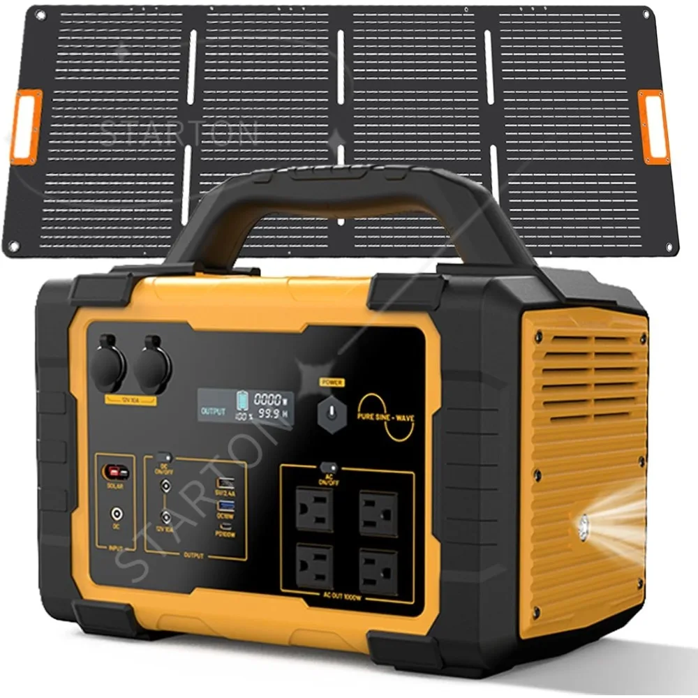 Solar Generator Portable Power Station with Solar Panel Included, 1024Wh LiFePO4 (LFP) Battery Powered Generator