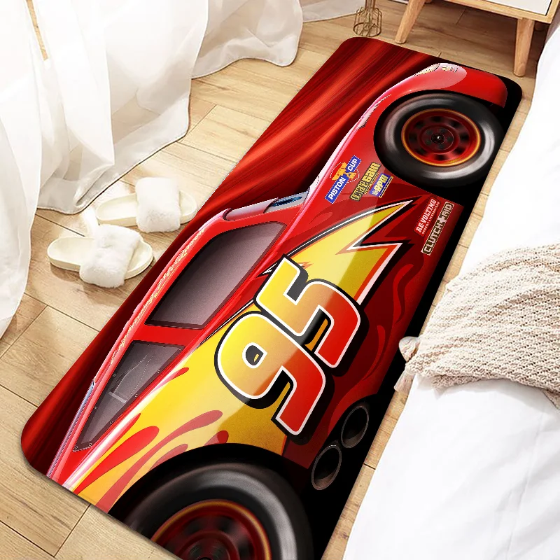 Alfombra de Disney Lightning McQueen para puerta de coche, felpudo antideslizante, lavable, para cocina, sala de estar, pasillo, Baño