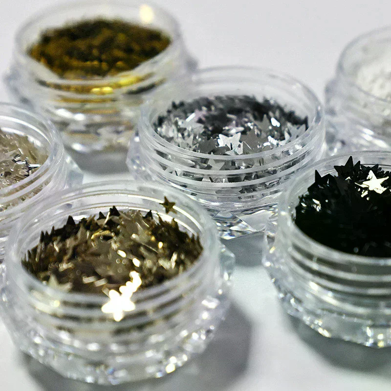 กลิตเตอร์เล็บรูปดาวขนาดเล็ก 1 มม. 1 กระปุก สำหรับตกแต่งเล็บ ดีไซน์น่ารัก อุปกรณ์เสริมสำหรับทำเล็บ DIY