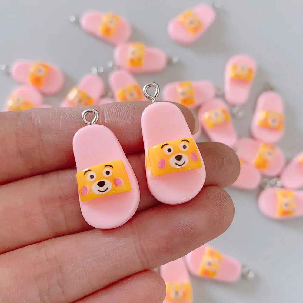 10Pcs Cute Bear Slippers Charms Resin Pendant For Jewelry Making Diy Bracelet Necklace Earrings Handmade Accessories Supplies