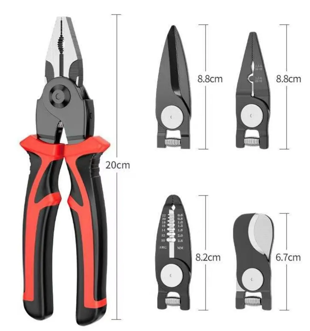 5 in 1 Wire Stripper Set Combination Interchangeable Pliers Sets Kit Crimper Linesman Pliers Cable Cutter