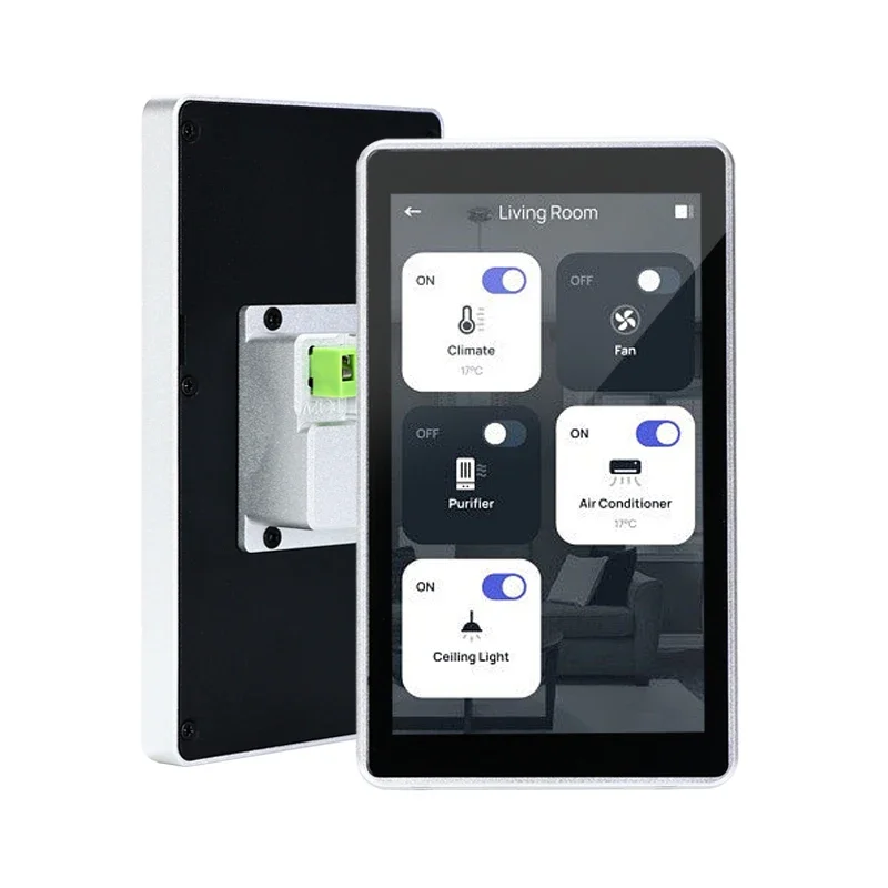 In-Wall 5.5 inch Silver Black Aluminum Frame Android 11 Touch Control Panel with POE RJ45