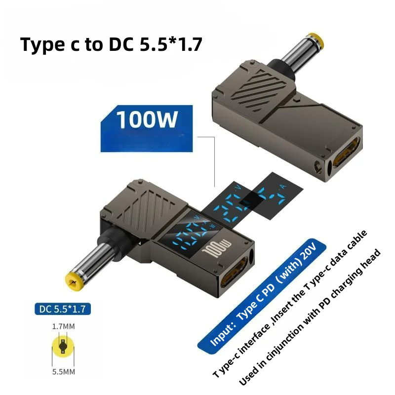 PD100W Typ-C zu DC Stecker Konverter USB C zu Laptop Lade Adapter Power Ladegerät Anschluss Spitze für Lenovo Asus HP Dell Samsung