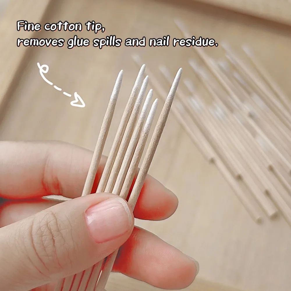 100/200/300/500Pcs Cotton Swab with Wood Handle Small Pointed Tip Head for Eyebrow Tattoo Beauty Make-up Nail Wooden Sticks 10cm