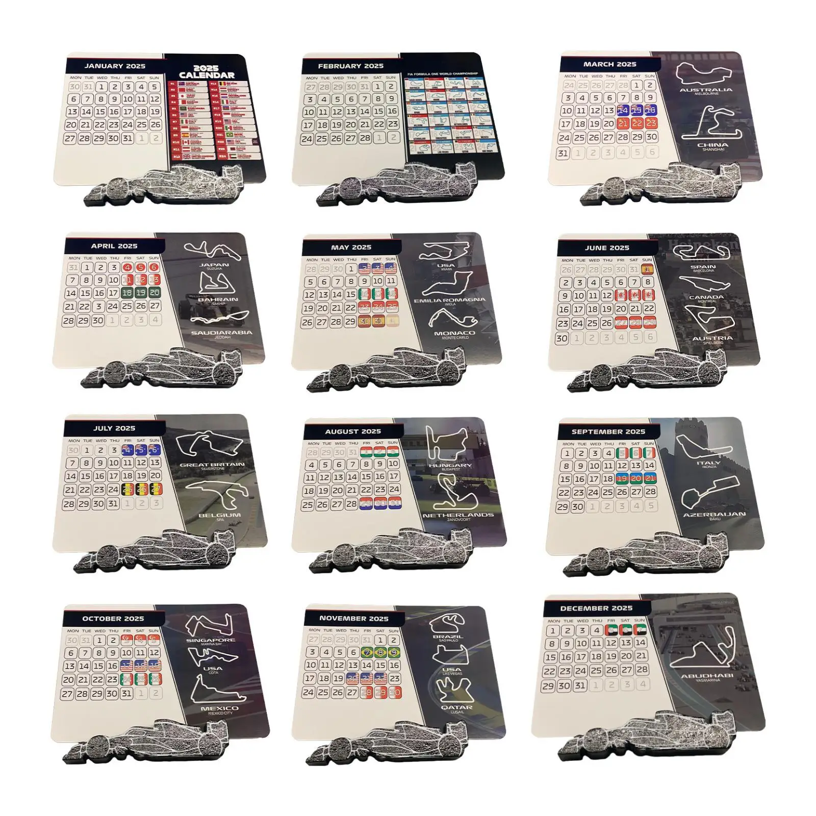 Desk Calendar Motorsport Fans Gift F1 2025 Calendar for Shelf Cabinet Home